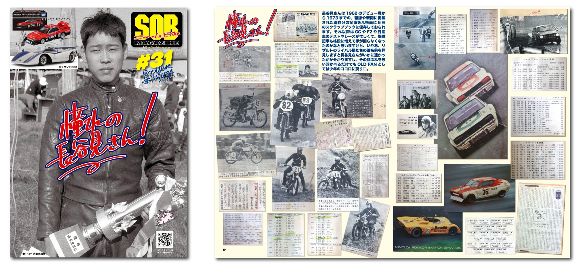 SOBマガジン #031 編集長 中尾省吾 15歳のときに全日本モトクロスレースへ参戦しレースデビュー。19歳で日産ワークスオーディションに合格。'65年レースデビューし初優勝。その後、数々の勝利を挙げ、初代GT-R神話の一翼を担った、Hasemi Motor Sport会長の長谷見 昌弘さんのインタビュー。